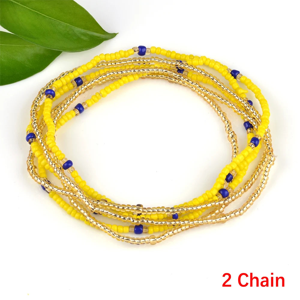 2022 Bohemia Double Layer Beads Belt Body Chain Women Summer Sexy Bikini Beach Waist Chain Charms Vintage Dress Waistband Belts