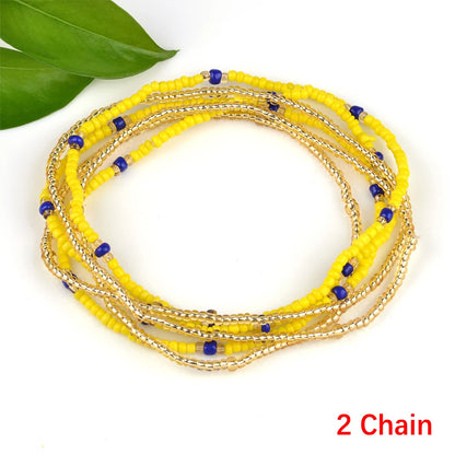 2022 Bohemia Double Layer Beads Belt Body Chain Women Summer Sexy Bikini Beach Waist Chain Charms Vintage Dress Waistband Belts