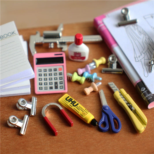 1/12 Scale Minaiture Dollhouse Stationery Mini Notebook Push Pin Model for OB11 BJD Doll Accessories Toy