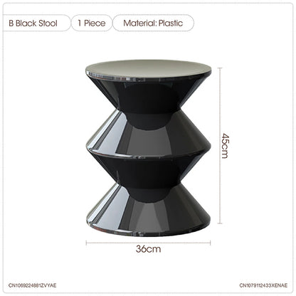 Round Small Coffee Table Plastic Footstool Living Room Sofa Side Tables Shoe Changing Stool Bedroom Small Nightstands Furniture
