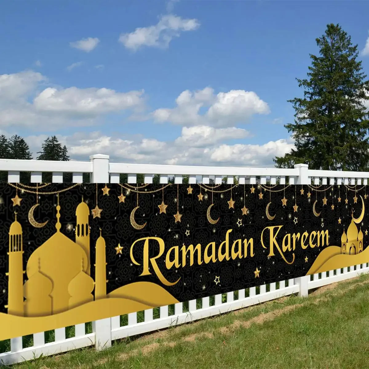 Eid Mubarak Outdoor Banner Flag Ramadan Decoration for Home 2024 Islamic Muslim Party Decor Gifts Ramadan Kareem Eid Al-Adha
