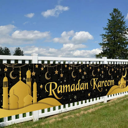 Eid Mubarak Outdoor Banner Flag Ramadan Decoration for Home 2024 Islamic Muslim Party Decor Gifts Ramadan Kareem Eid Al-Adha