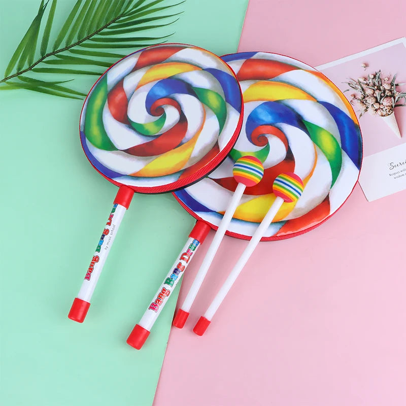 6Inch 8Inch 10Inch Lollipop Hand Drum Percussion Colorful Dance Props Infant Musical Toys Teaching Aids Children's Gift