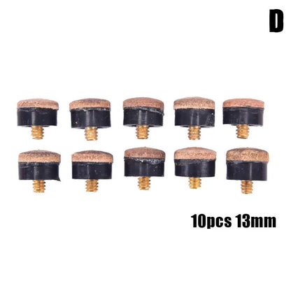 10 Pcs 10-13mm Screw on Cue Tips for Billiard Pool Cue Stick and Snooker Cue Replacement Parts Set Stick for Snooker Accessories