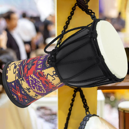 4 in African Drum Djembe Drum Professional Hand Drum Handmade Traditional Art Patterns African Musical Instrument for Children