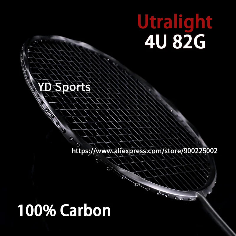 Professional Super Light Full Carbon Fiber Badminton Racket Strung Max 30LBS 4U Rackets With String Bag Racquet Sports Padel