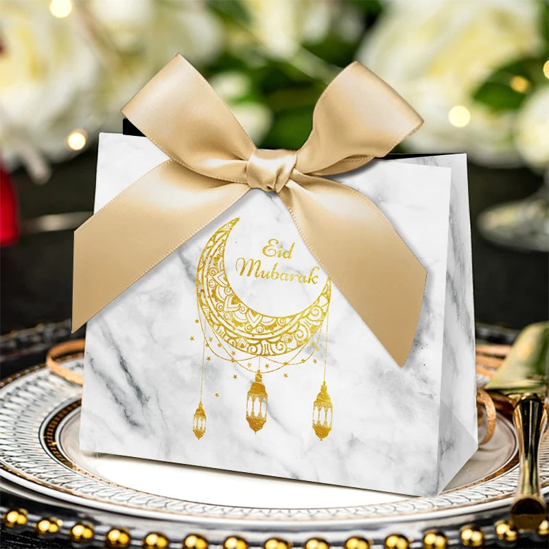 Eid Mubarak Candy Box Set Paper Packaging Gift Bag Party Favor Ramadan Gift Box Muslim Islamic Party Supplies Kareem Decoration