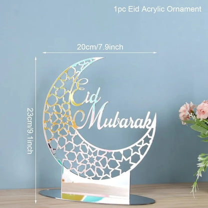 Ramadan Tray Table Centerpieces Plate Acrylic Ramadans Eid Mubarak Decorations for Home 2024 Islam Muslim Festival Party Gifts