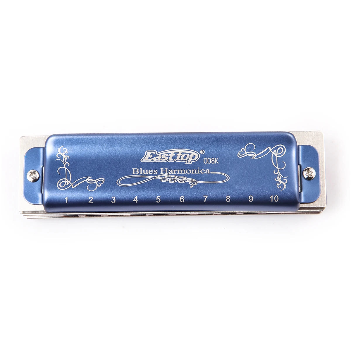 East Top Diatonic Harmonica 10 Holes Blues Harmonica Blue T008K With Case Professional Harmonica for Beginner Students Adults