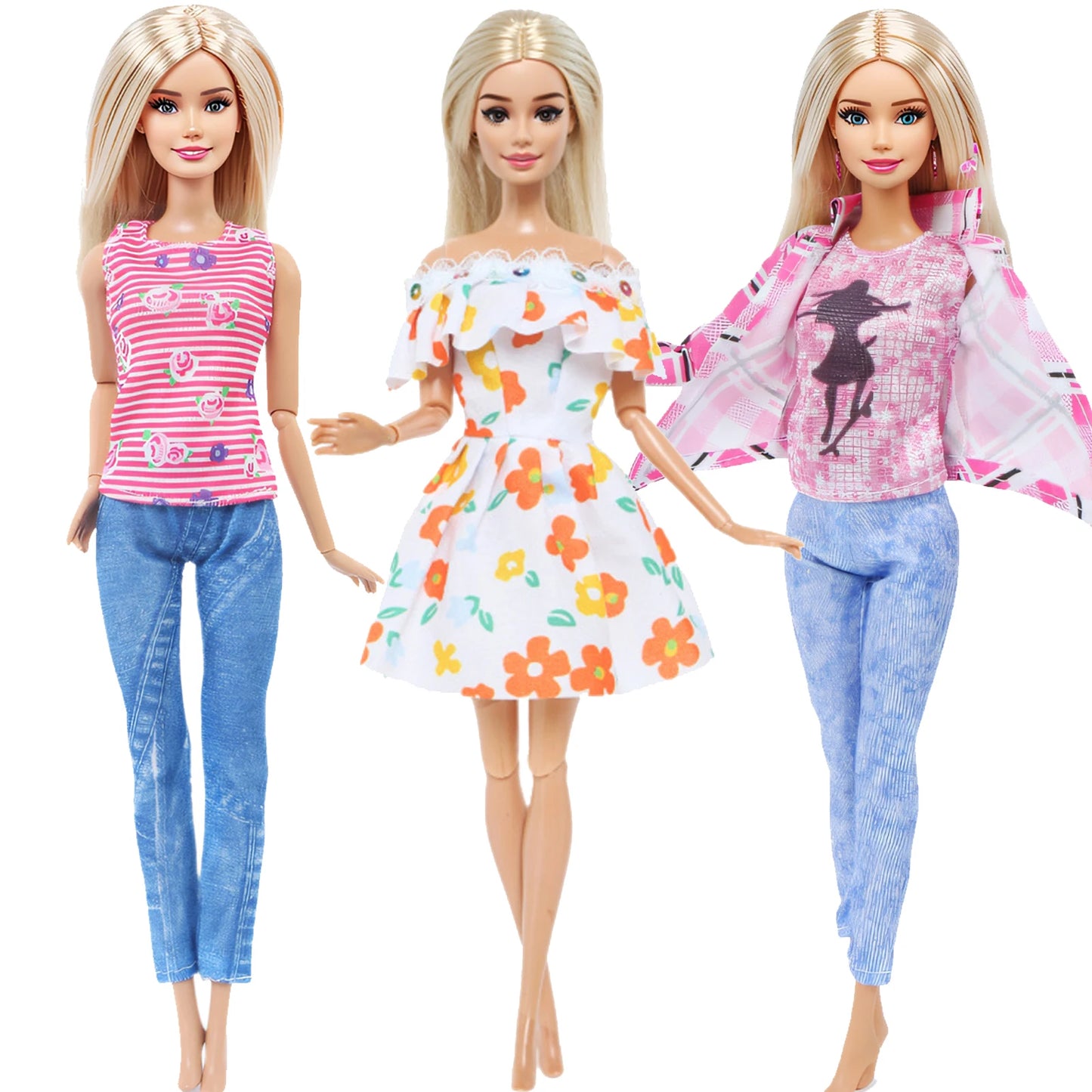 5 Set 3 Set Handmade Fashion Outfit Daily Casual Wear Blouse Shirt Vest Bottom Pants Skirt Clothes for Barbie Doll Accessories