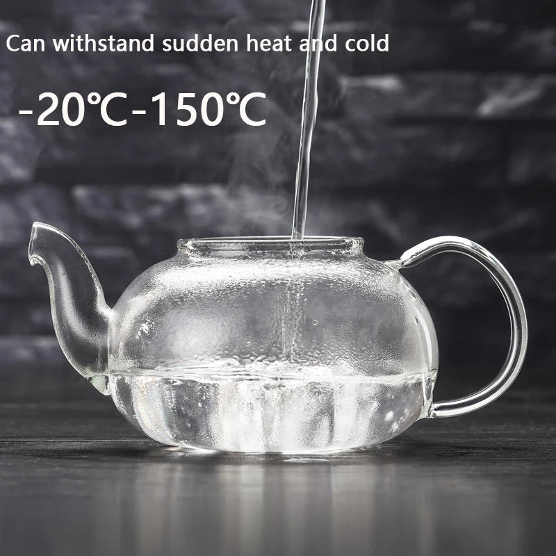 YWDL 400/600/1000ml Clear Glass Teapot With Removable Infuser Stovetop Safe Loose Leaf and Blooming Teapot Heat-Resistant