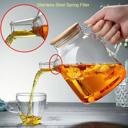 Tea Sets Big Heat Resistant Glass Teapot Flower Tea Kettle Large Clear Glass Fruit Juice Container Ceramic Teapots Droshipping