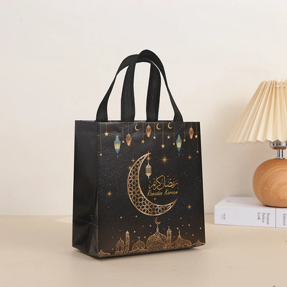 2024 Ramadan Kareem Gift Bags Nonwoven Candy Cookie Snack Packaging Bag Box Eid Mubarak Muslim Islamic Festival Party Supplies