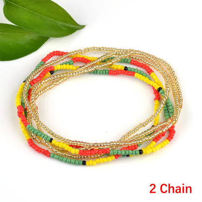 2022 Bohemia Double Layer Beads Belt Body Chain Women Summer Sexy Bikini Beach Waist Chain Charms Vintage Dress Waistband Belts