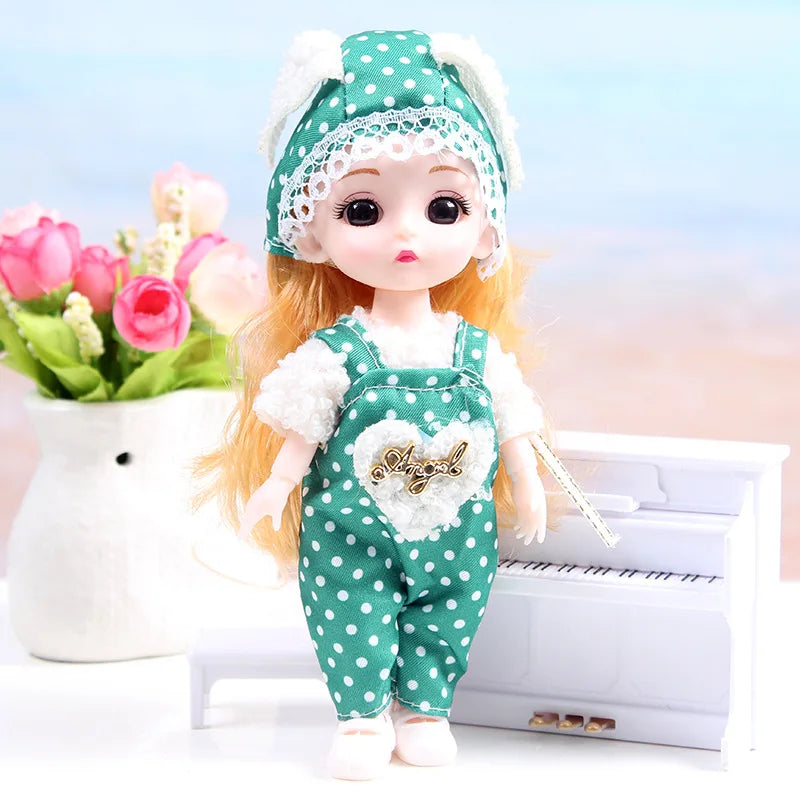 17cm Mini Bjd Doll for Girls 3 to 12 Year Old Wedding Dolls 1/12 With Hair and Clothes Full Set Christmas Gifts Toys for Kids