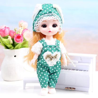 17cm Mini Bjd Doll for Girls 3 to 12 Year Old Wedding Dolls 1/12 With Hair and Clothes Full Set Christmas Gifts Toys for Kids