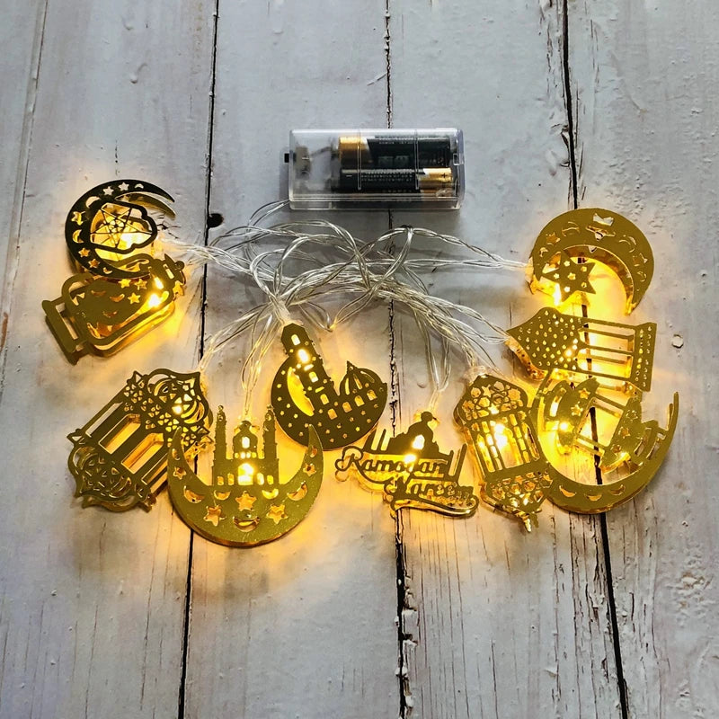 Moon Star Led String Lights EID Mubarak Ramadan Kareem Decoration for Home Islam Muslim Event Party Supplies Eid Al-Fitr Decor