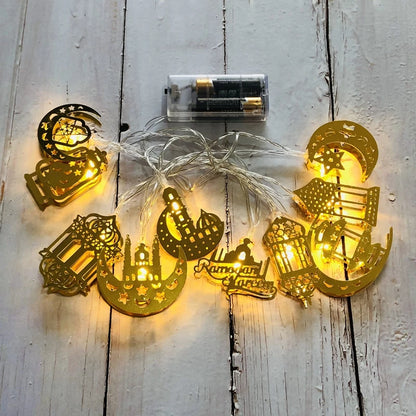Moon Star Led String Lights EID Mubarak Ramadan Kareem Decoration for Home Islam Muslim Event Party Supplies Eid Al-Fitr Decor