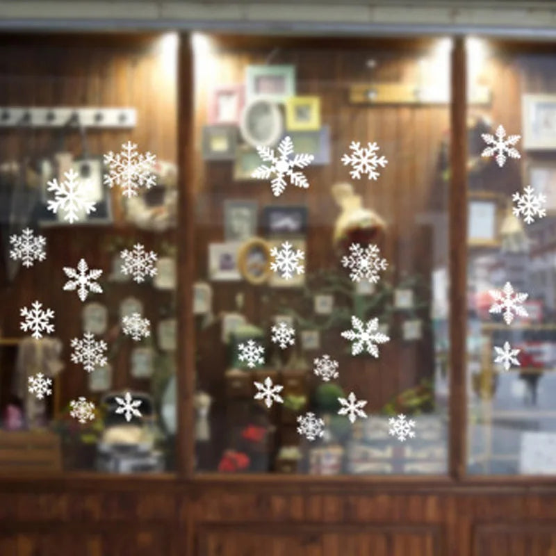 27pcs White Snowflake Window Decals Stickers Christmas New Year Winter Room Wall Stickers Merry Christmas Decorations for Home