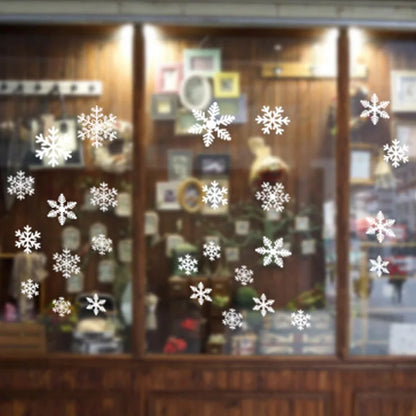 27pcs White Snowflake Window Decals Stickers Christmas New Year Winter Room Wall Stickers Merry Christmas Decorations for Home