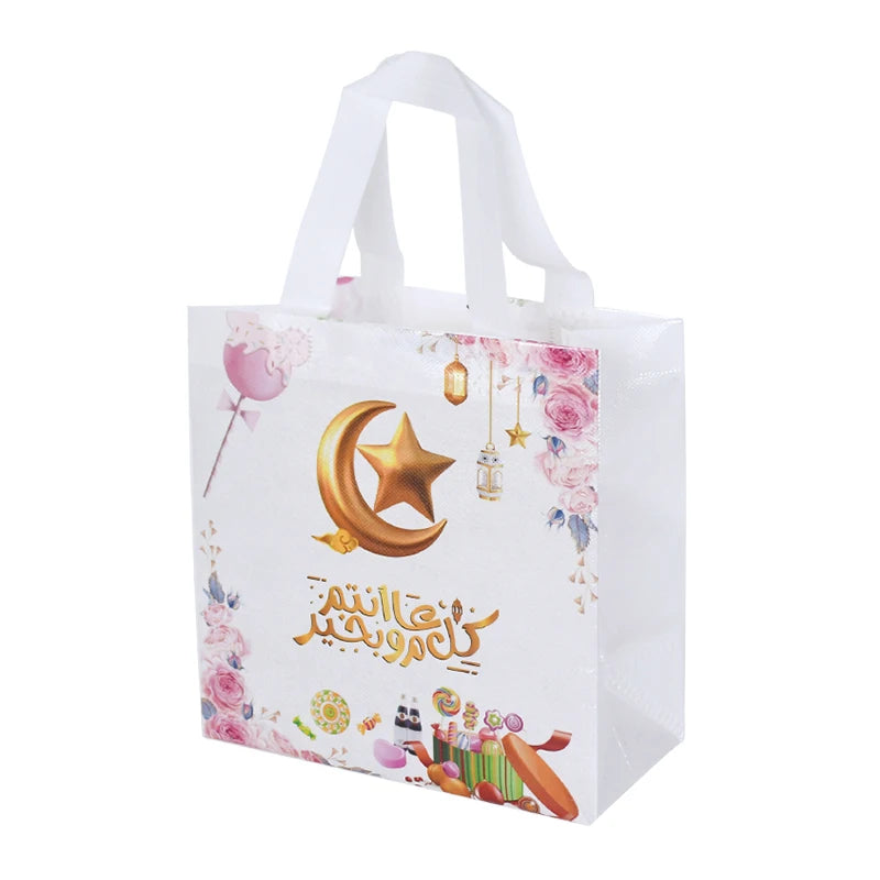 2024 Ramadan Kareem Gift Bags Nonwoven Candy Cookie Snack Packaging Bag Box Eid Mubarak Muslim Islamic Festival Party Supplies