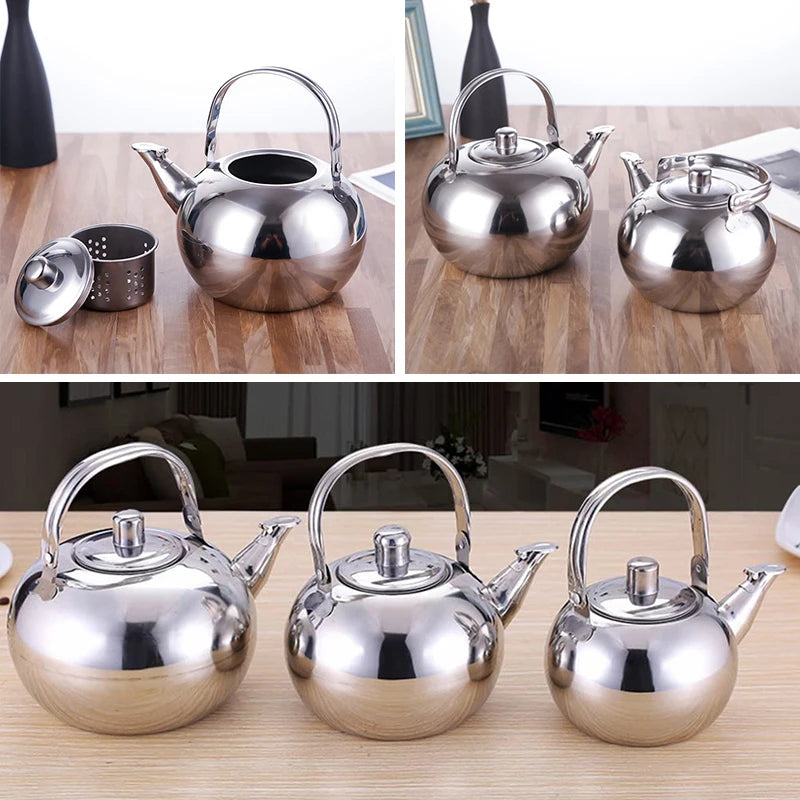 1l/1.5l/2l Stainless Steel Material Teapot With Infuser Filter, Coffee Kettle, Tea Jug, Home Office Tools 1PC