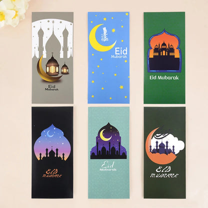 6Pcs Eid Mubarak Envelopes Money Gift Card Holder Ramadan Mubarak Decoration 2023 Islamic Muslim Eid Al-Fitr Invitation Supplies