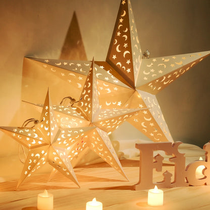 Eid Mubarak Hollow Out Star Hanging Pendant Christmas Ramadan Decor for Home Islam Muslim Party Mubarak Eid Al Adha Kareem