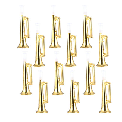 Golden Plastic Horn Trumpet for Kids - Fun Musical Instrument Toy and Cheering Prop for Parties and Sports Events