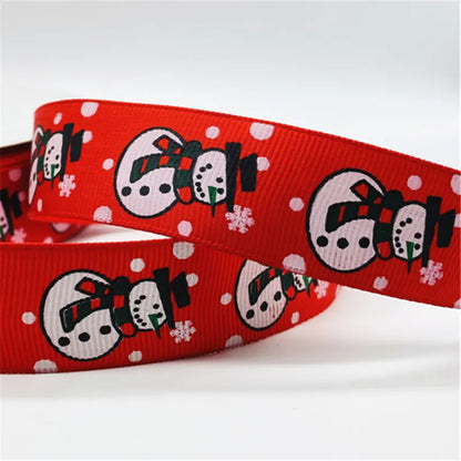 5yards/Lot 25MM Christmas Ribbon Printing Christmas Peripheral Ribbon for Bow Christmas Decoration DIY Gift Wrapping