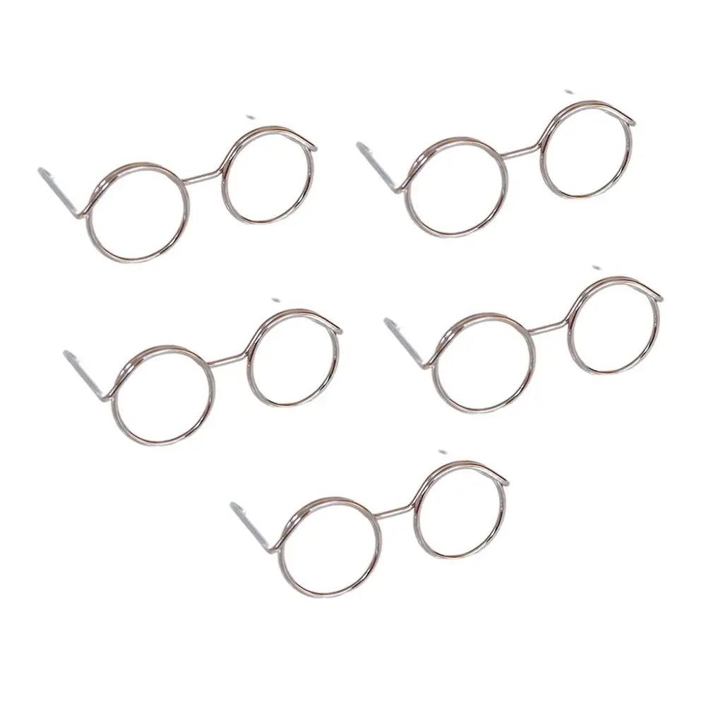5PCS Retro Metal Round Doll Glasses Frame Lensless Miniature Eyewear Great Collection Cool Eyeglasses for Blythe Doll Accessorie