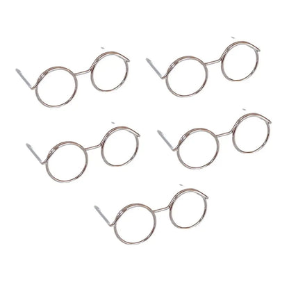 5PCS Retro Metal Round Doll Glasses Frame Lensless Miniature Eyewear Great Collection Cool Eyeglasses for Blythe Doll Accessorie