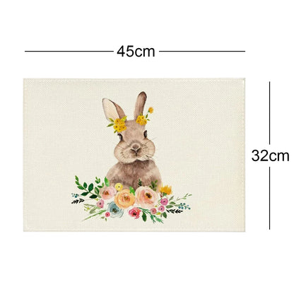 2024 Easter Bunny Table Runner Gnome Rabbit Party Decor Creative Tablemat Easter Placemat Table Decoration for Dining Home