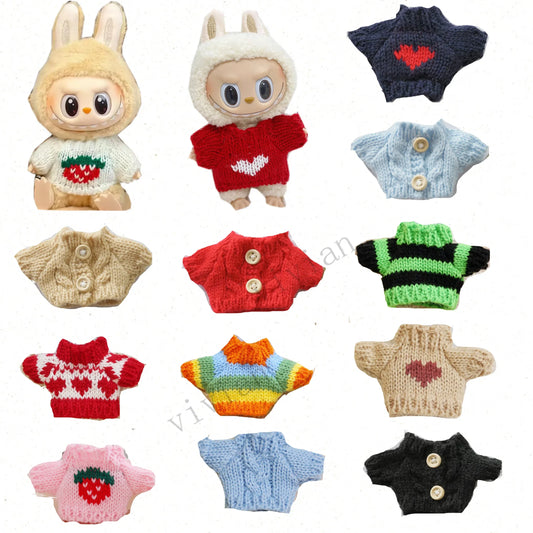 Mini Doll'S Clothes Outfit Accessories for Labubu for Elf Doll Knitted Christmas Love Twisted Solid Santa Sweater Clothing