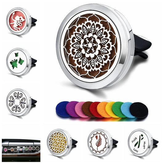 Refillable Car Air Freshener Smell Perfume Diffuser Clip Auto Vent Essential Oil Stainless Steel Locket Interior Accessories