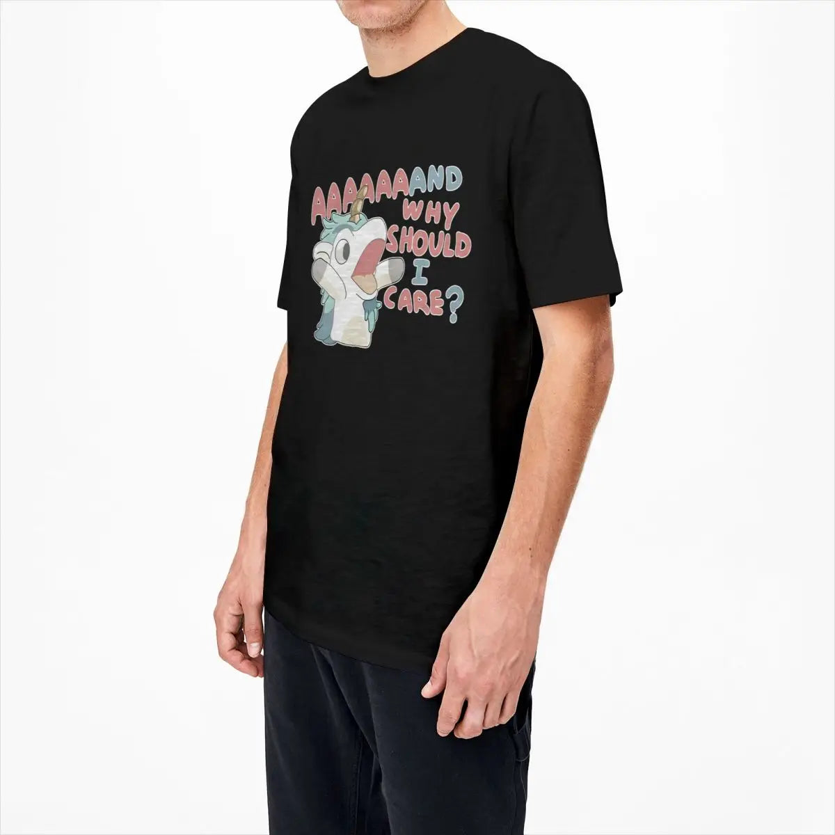 Men Women's T Shirt Why Should I Care Unicorse T-Shirts Harajuku Hot Anime Blueyed Beach Tees Y2K Basic Pattern 100 Cotton Tees