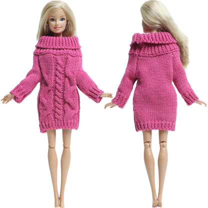 1 Pcs Handmade High Quality Doll Coat Dress Fur Clothes for Barbie Doll Winter Wear Leopard Outfit Doll Accessories Kids Toys