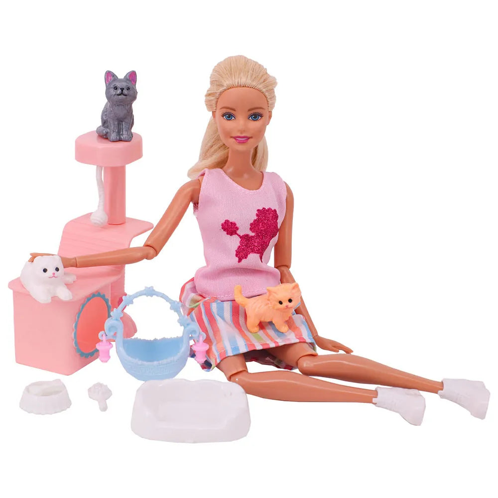 Barbies Doll House Furniture Bed Table Chair Plastics Cleaning Tools for 11.8inch Barbies Accessories Mini Furniture Model Gifts