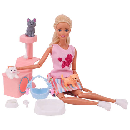 Barbies Doll House Furniture Bed Table Chair Plastics Cleaning Tools for 11.8inch Barbies Accessories Mini Furniture Model Gifts