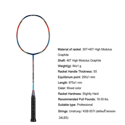 Kawasaki Original Badminton Racket King K9 All-Around Type T Join Power Carbon Fiber Racquet for Intermediate Players