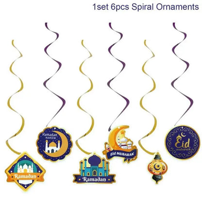 Eid Mubarak Banner Bunting Balloons Plates Tablecloth Kareem Ramadan Decoration for Home 2024  Muslim Islamic Party Supplies