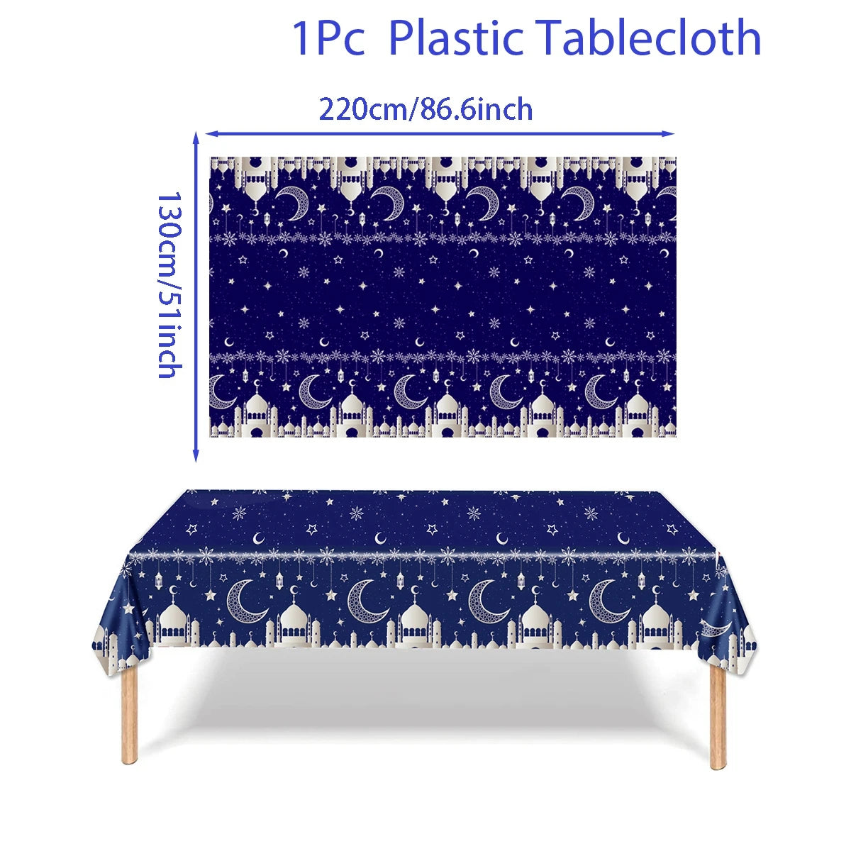 EID Mubarak Disposable Tablecloth EID Mubarak Decoration 2024 for Home Table Cloth Ramadan Kareem Islamic Muslim Party Decor