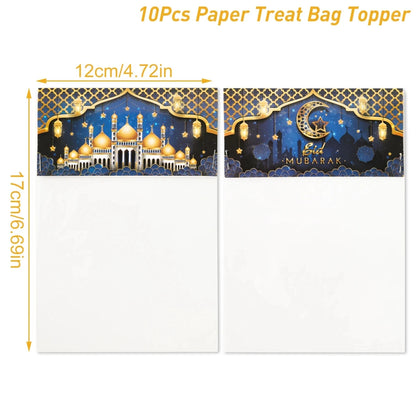 10pcs Eid Mubarak Gift Bags Plastic Candy Cookie Bag Ramadan Kareem Decoration 2024 Islamic Muslim Party Supplies Eid Gifts