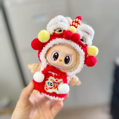 Labubu V1/V2 Doll Accessories Lion Dance Chinese Style New Year Outfit Clothes Set for 17cm Ropa Labubu