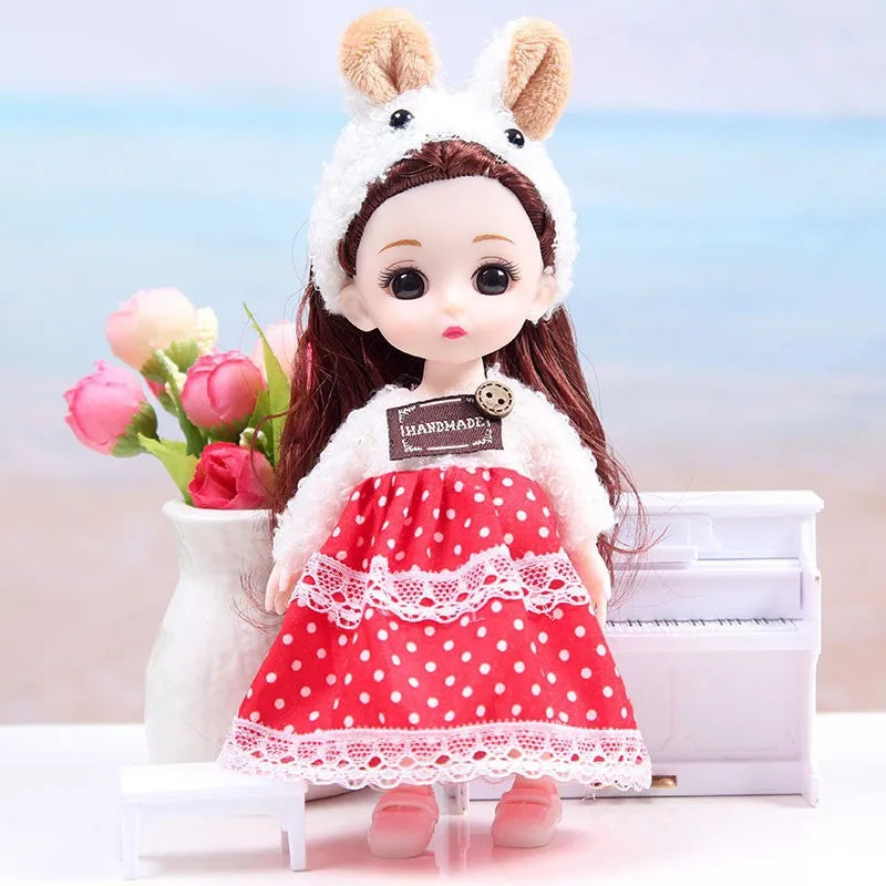 17cm Mini Bjd Doll for Girls 3 to 12 Year Old Wedding Dolls 1/12 With Hair and Clothes Full Set Christmas Gifts Toys for Kids