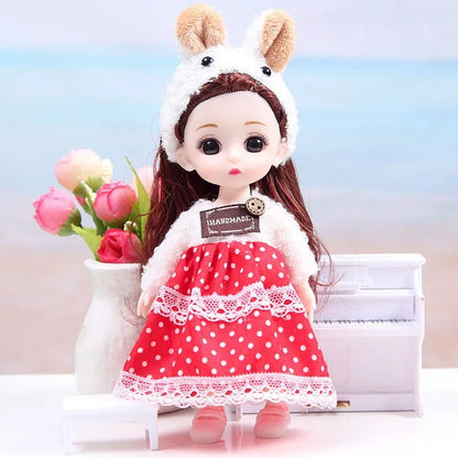 17cm Mini Bjd Doll for Girls 3 to 12 Year Old Wedding Dolls 1/12 With Hair and Clothes Full Set Christmas Gifts Toys for Kids