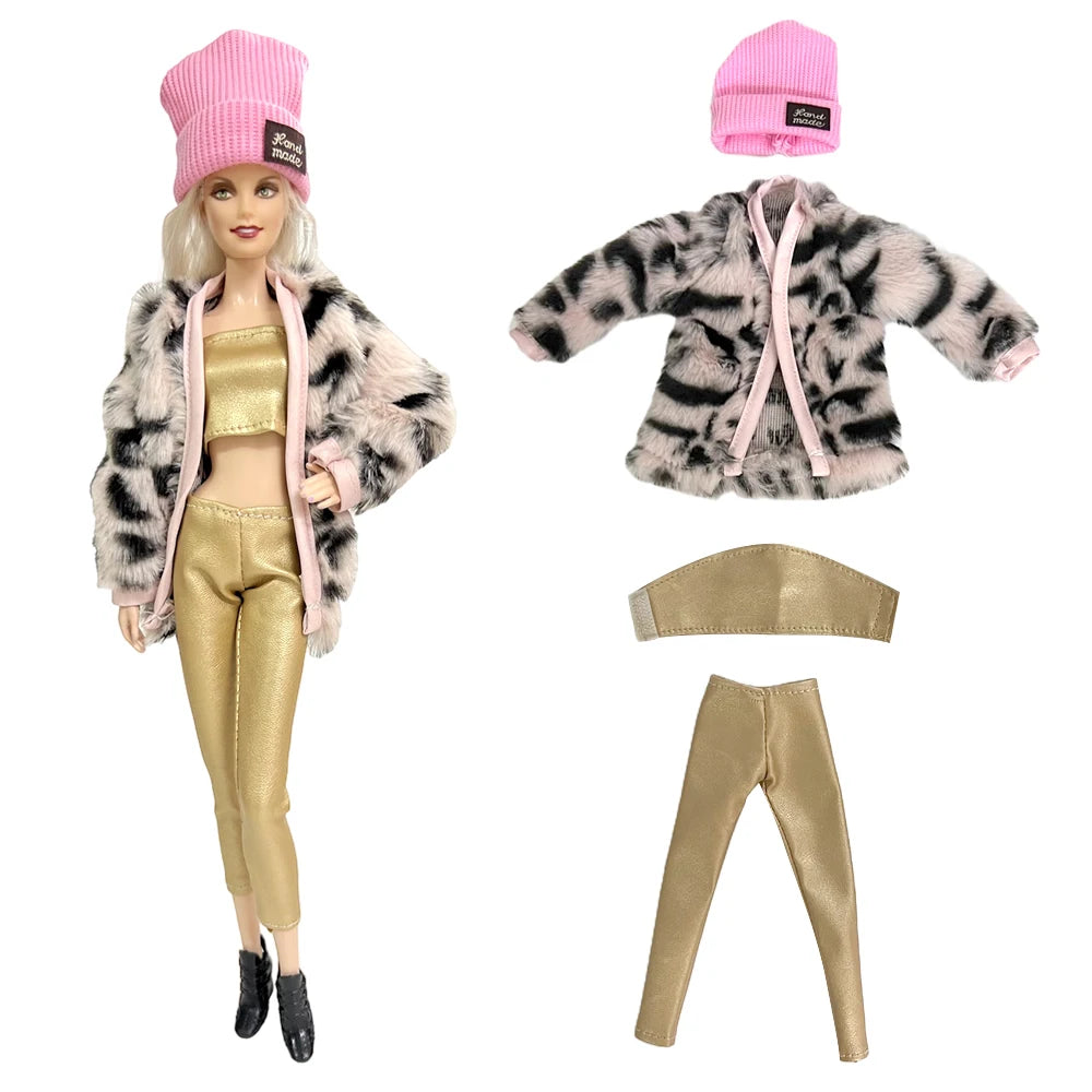 1 Pcs Fashion Hoodie Dress  for Barbie Doll Clothes Winter Jacket  Parka Coat Outfit for 1/6 BJD Doll Accessories JJ