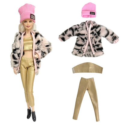 1 Pcs Fashion Hoodie Dress  for Barbie Doll Clothes Winter Jacket  Parka Coat Outfit for 1/6 BJD Doll Accessories JJ
