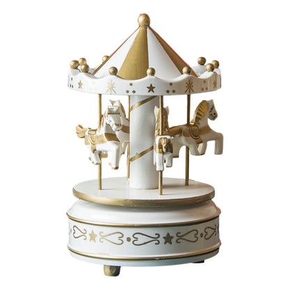 New Carousel Horse Music Box Resin Merry-Go-Round Musicical Box Home Desktop Decoration Kids Christmas Birthday Gift