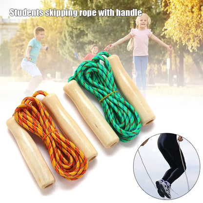 Skipping Rope Wooden Handle Skipping Ropes 2.5M for Students Fitness Training Sport Game